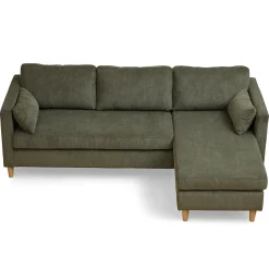 Hot Nimara Ellis - Højrevendt og venstrevendt vendbar chaiselong sofa grøn fløjl - L: 215 x D: 82 x H: 78 cm
