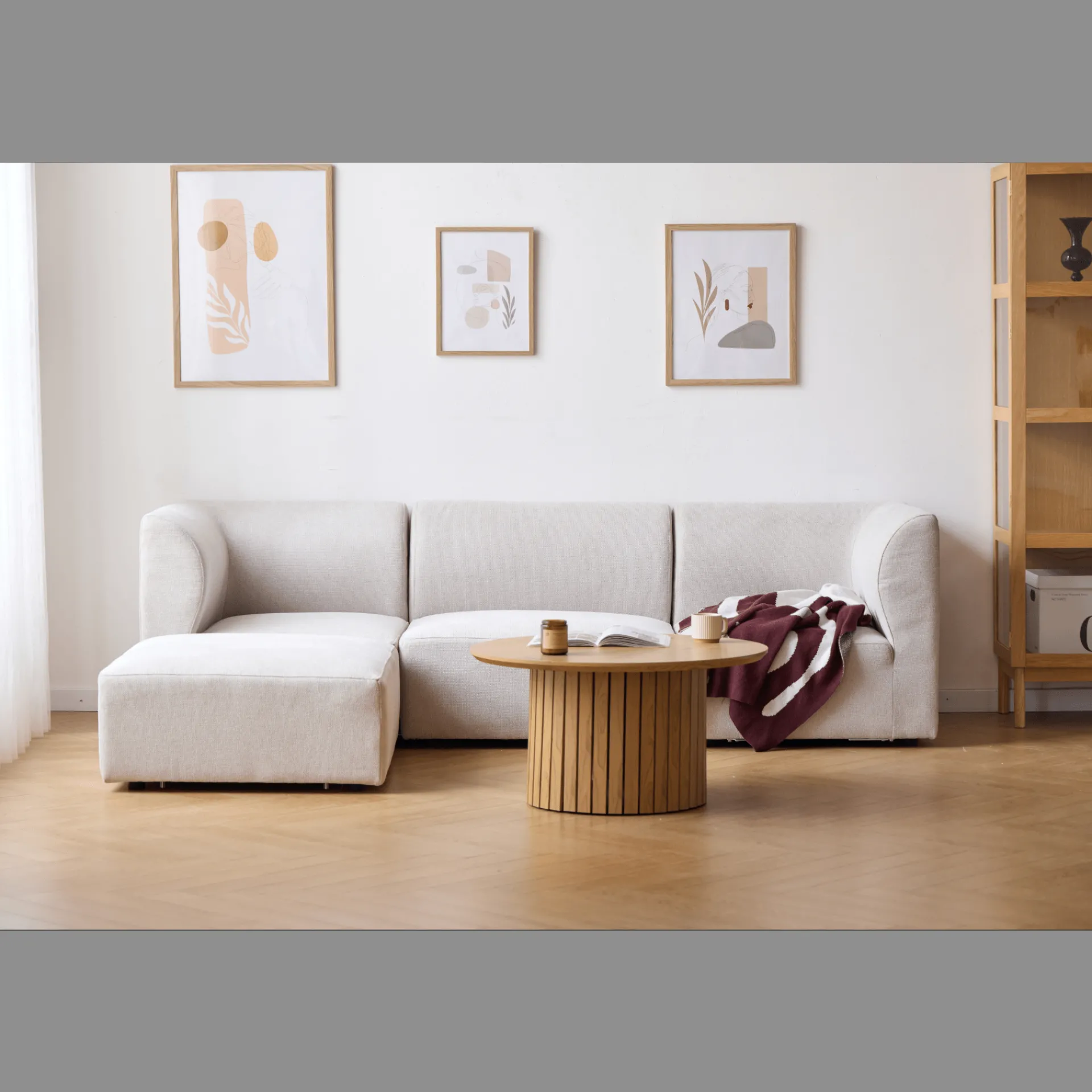 Discount Nimara Emilia modulsofa i beige med 3 moduler L: 243 x D: 79 cm x H: 72 cm