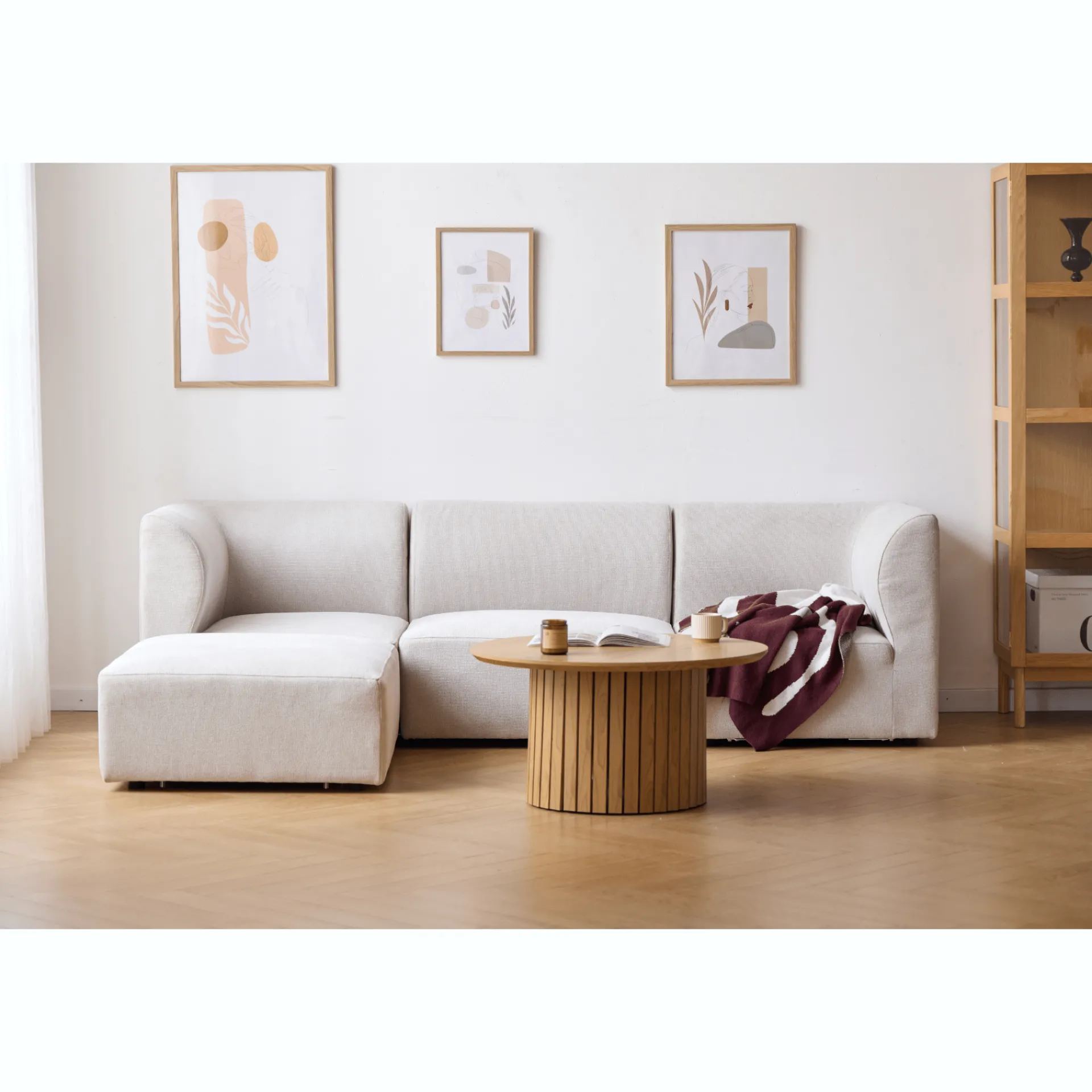 Sale Nimara Emilia modulsofa i beige 3 moduler højre- og venstrevendt chaiselong L: 243 X D: 158 X H: 72 cm