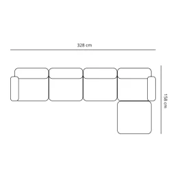 Nimara Emilia modulsofa i beige 4 moduler med højre- og venstrevendt chaiselong L: 328 X D: 158 X H: 72 cm