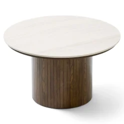 Nimara Enzo sofabord i stenbordplade med røget eg lamelfod Ø78 cm