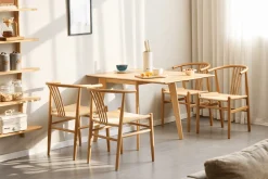 Clearance Nimara Ezra - Eg klap ud spisebord med tillægsplader i lakeret egefiner - 80/120 x 80 cm