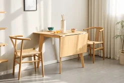 Clearance Nimara Ezra - Eg klap ud spisebord med tillægsplader i lakeret egefiner - 80/120 x 80 cm