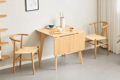 Clearance Nimara Ezra - Eg klap ud spisebord med tillægsplader i lakeret egefiner - 80/120 x 80 cm