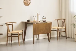 Hot Nimara Ezra - Røget Eg klap ud spisebord med tillægsplader i lakeret egefiner - 80/120 x 80 cm