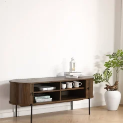 Online Nimara Florence jalousi tv-bord med lameller i røget eg 138x40x55 cm