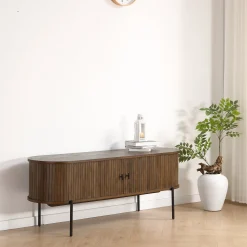 Online Nimara Florence jalousi tv-bord med lameller i røget eg 138x40x55 cm