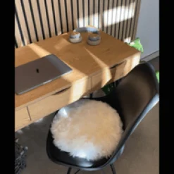 New Nimara Ægte lammeskindshynde - Hvid Ø35 cm