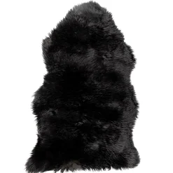 Hot Nimara Ægte New Zealand lammeskind langhåret - Sort 95x65 cm