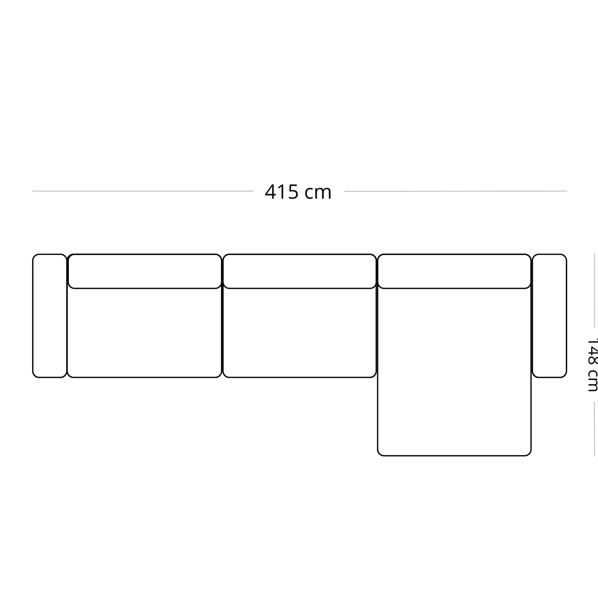 New Nimara Hailey - Højrevendt chaiselong modulsofa i beige med 3 moduler L: 415 X D: 148 X H: 65 cm