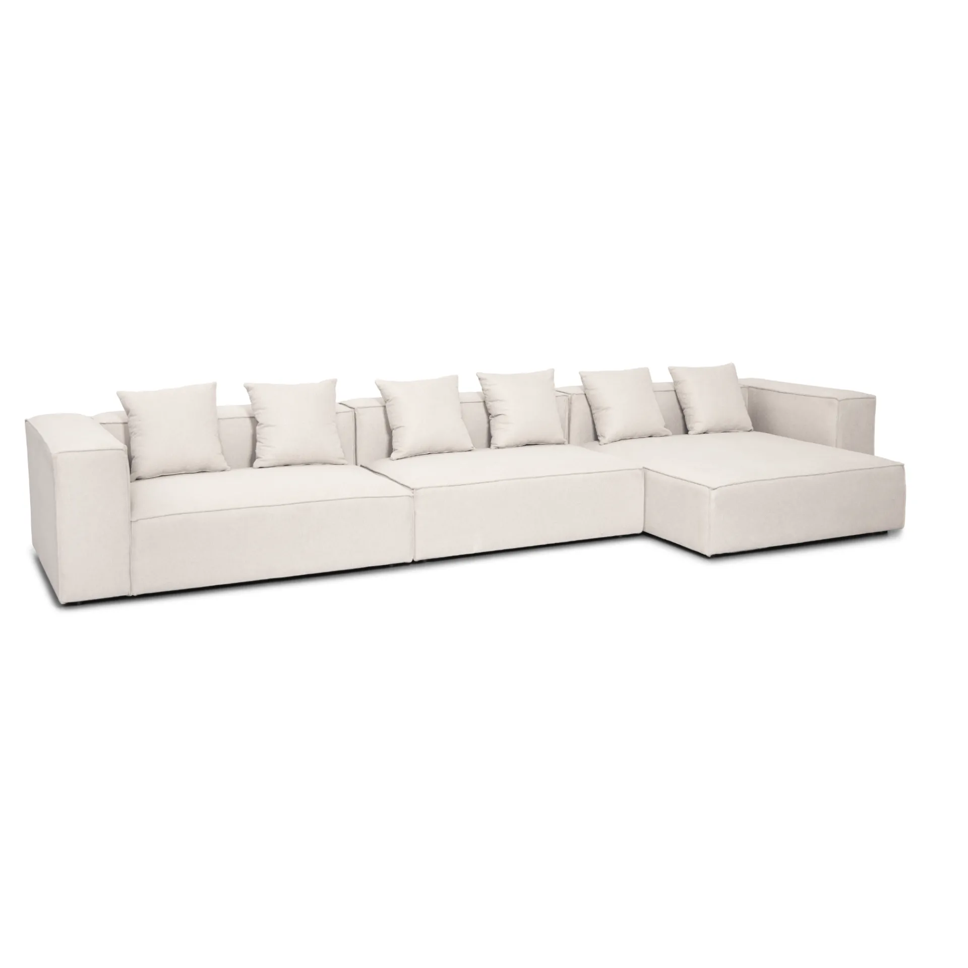 New Nimara Hailey - Højrevendt chaiselong modulsofa i beige med 3 moduler L: 415 X D: 148 X H: 65 cm
