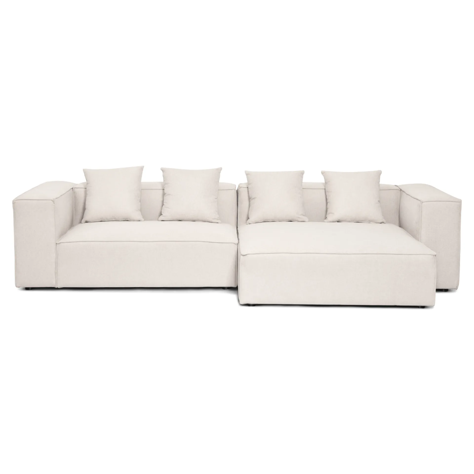 Nimara Hailey - Højrevendt chaiselong modulsofa i beige med 2 moduler L: 294 X D: 148 X H: 65 cm