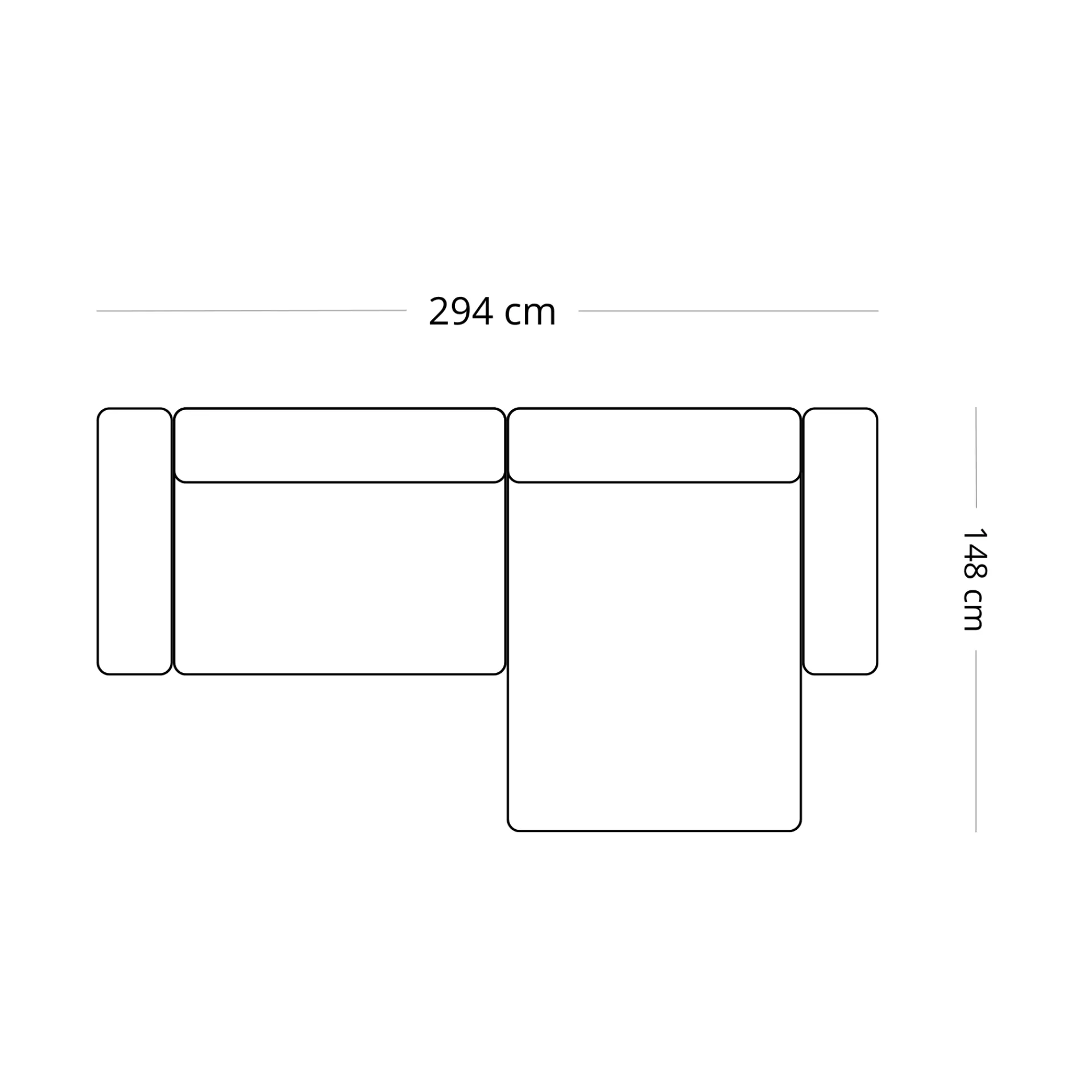 Nimara Hailey - Højrevendt chaiselong modulsofa i beige med 2 moduler L: 294 X D: 148 X H: 65 cm