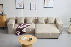 Best Nimara Hailey - Højrevendt chaiselong modulsofa i sand med 2 moduler L: 294 X D: 148 X H: 65 cm