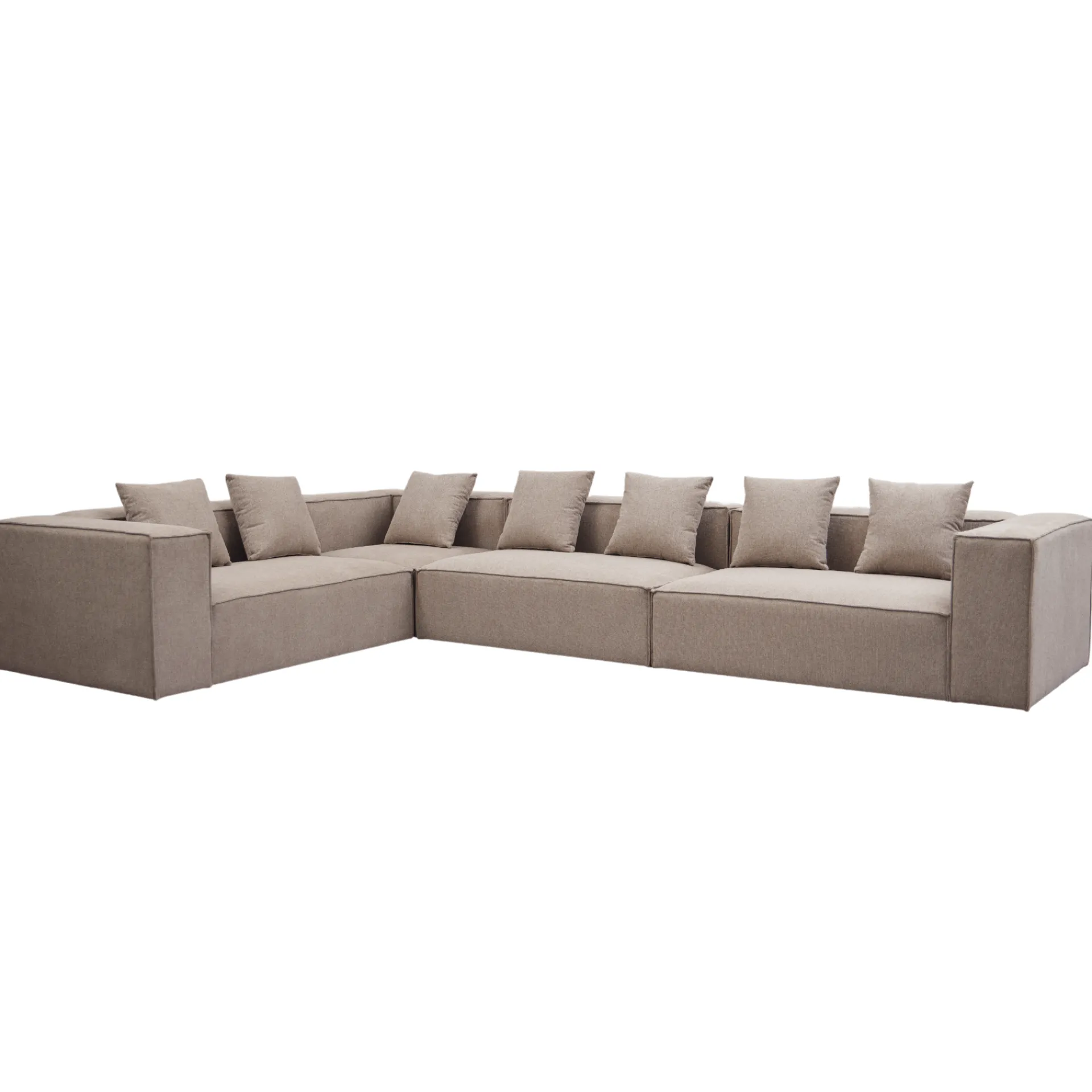 Clearance Nimara Hailey - Hjørnesofa modulsofa i sand med 4 moduler (Opstilling 1) L: 368 X D: 247 X H: 65 cm