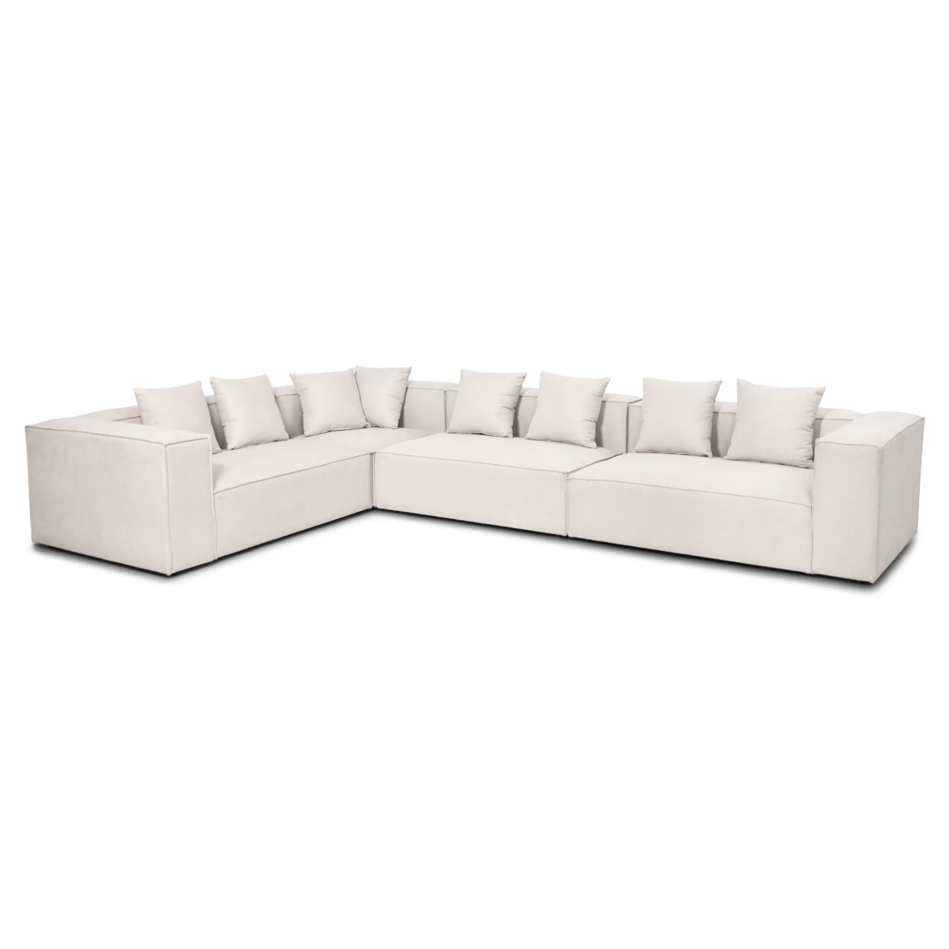 Discount Nimara Hailey - Hjørnesofa modulsofa i beige med 4 moduler (Opstilling 1) L: 368 X D: 247 X H: 65 cm