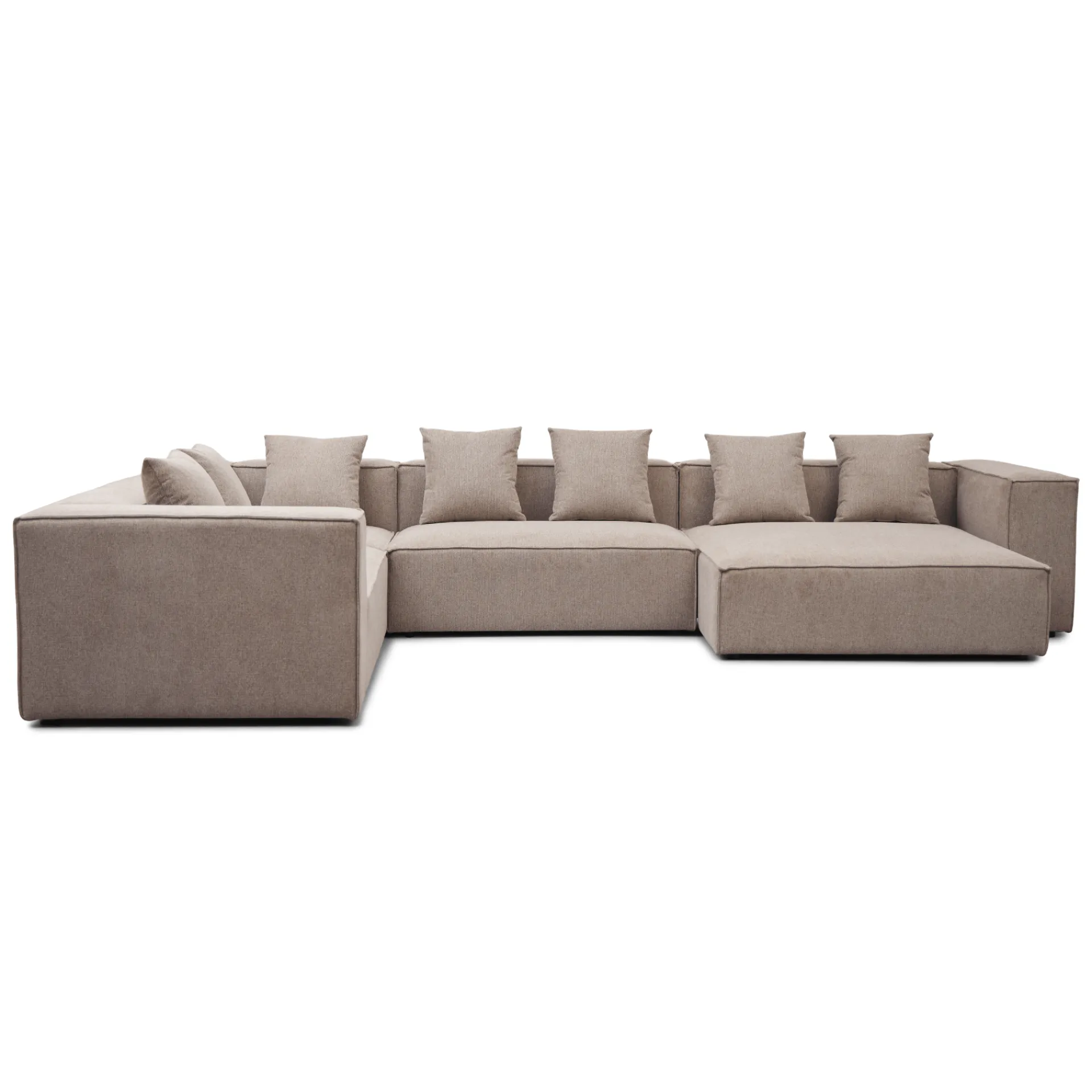 Nimara Hailey - U-sofa modulsofa i sand med 4 moduler - Højrevendt chaiselong L: 368 X D: 247 X H: 65 cm
