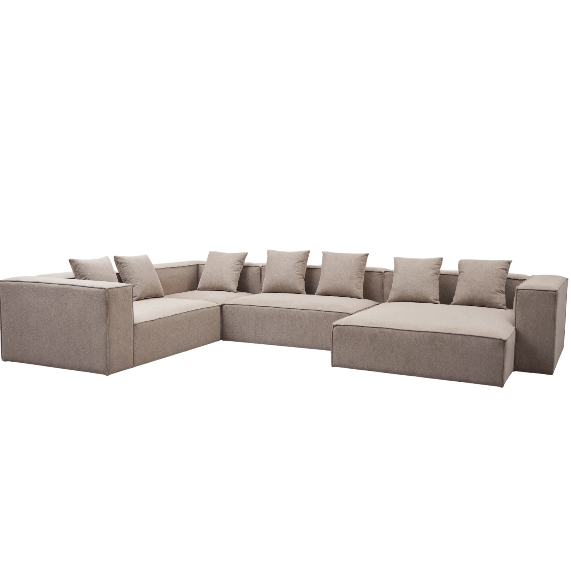 Nimara Hailey - U-sofa modulsofa i sand med 4 moduler - Højrevendt chaiselong L: 368 X D: 247 X H: 65 cm