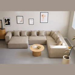 Hot Nimara Hailey - U-sofa modulsofa i sand med 4 moduler - Venstrevendt chaiselong L: 368 X D: 247 X H: 65 cm