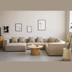 Hot Nimara Hailey - U-sofa modulsofa i sand med 4 moduler - Venstrevendt chaiselong L: 368 X D: 247 X H: 65 cm