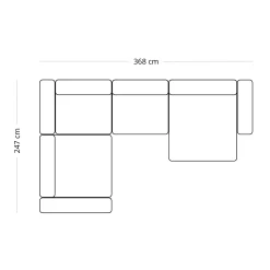 Clearance Nimara Hailey - U-sofa modulsofa i beige med 4 moduler - Højrevendt chaiselong L: 368 X D: 247 X H: 65 cm