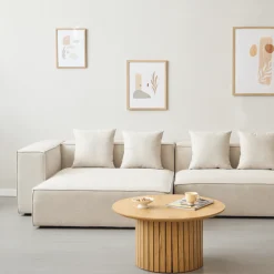 Discount Nimara Hailey - Venstrevendt chaiselong modulsofa i beige med 2 moduler L: 294 X D: 148 X H: 65 cm