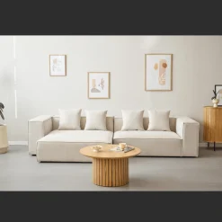 Discount Nimara Hailey - Venstrevendt chaiselong modulsofa i beige med 2 moduler L: 294 X D: 148 X H: 65 cm