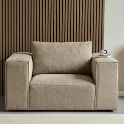 Online Nimara Hailey lænestol i sand L: 136 X D: 100 X H: 64 Cm