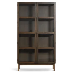 Outlet Nimara Havana egetræ vitrineskab i røget eg med 2 låger -180x40x100 cm