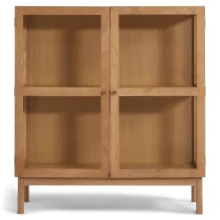 Outlet Nimara Havana egetræ vitrineskab med 2 låger -110x40x100 cm