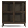Discount Nimara Havana vitrineskab i røget eg med 2 låger - 110x40x100 cm