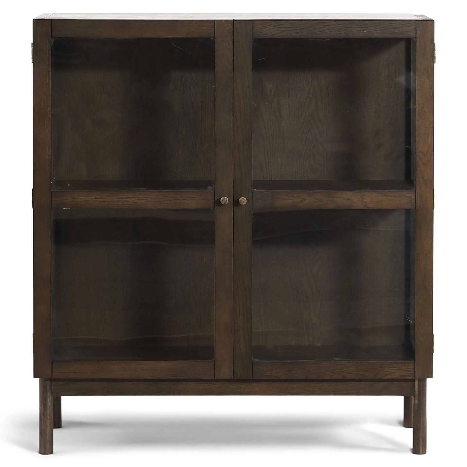 Discount Nimara Havana vitrineskab i røget eg med 2 låger - 110x40x100 cm