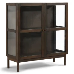 Discount Nimara Havana vitrineskab i røget eg med 2 låger - 110x40x100 cm