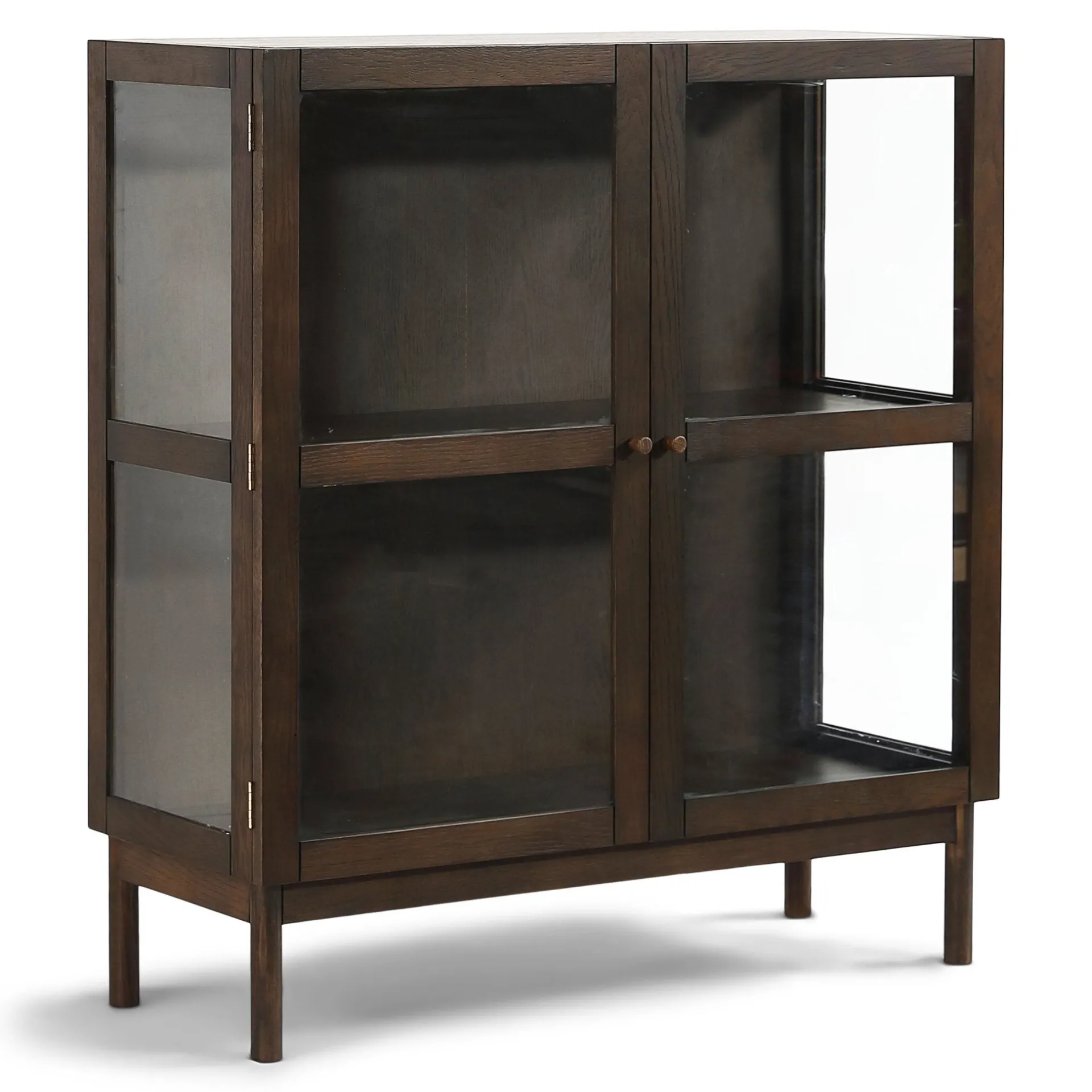 Discount Nimara Havana vitrineskab i røget eg med 2 låger - 110x40x100 cm