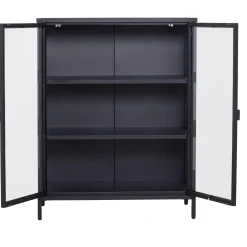 Nimara Herman glas skænk/vitrineskab - Sort metal 80x40x105 cm