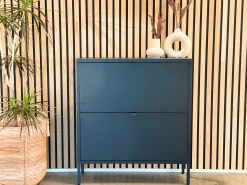 Outlet Nimara Herman Skoskab - Sort metal med 2 rum - 80x26x89 cm