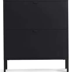 Outlet Nimara Herman Skoskab - Sort metal med 2 rum - 80x26x89 cm