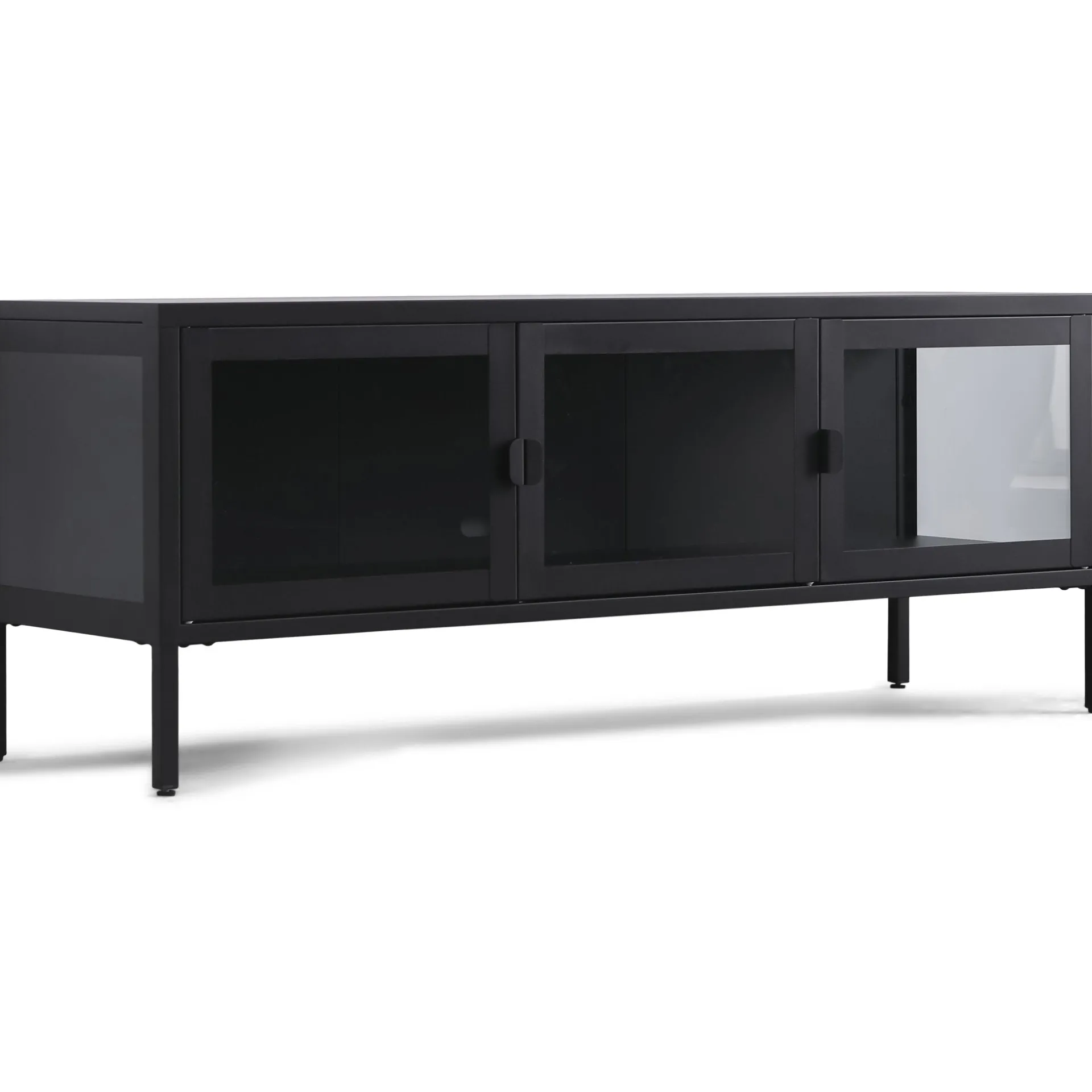 Clearance Nimara Herman TV bord - Sort metal/glas - 130x40x50 cm