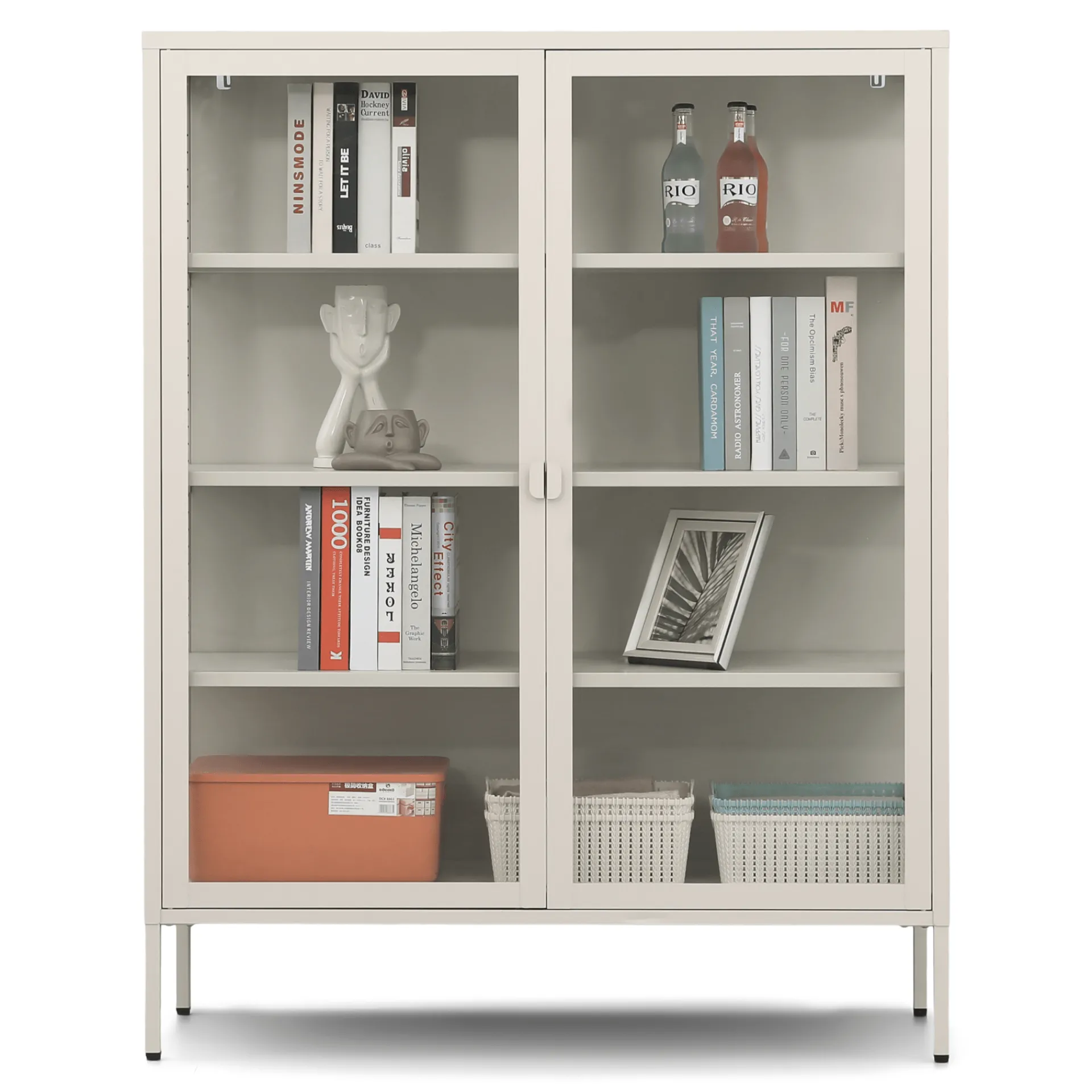 Outlet Nimara Herman Vitrineskab - Beige metal/glas - 110x40x140 cm