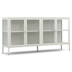 Nimara Herman Vitrineskab - Beige metal/glas - 170x40x85 cm