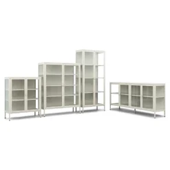 Nimara Herman Vitrineskab - Beige metal/glas - 170x40x85 cm