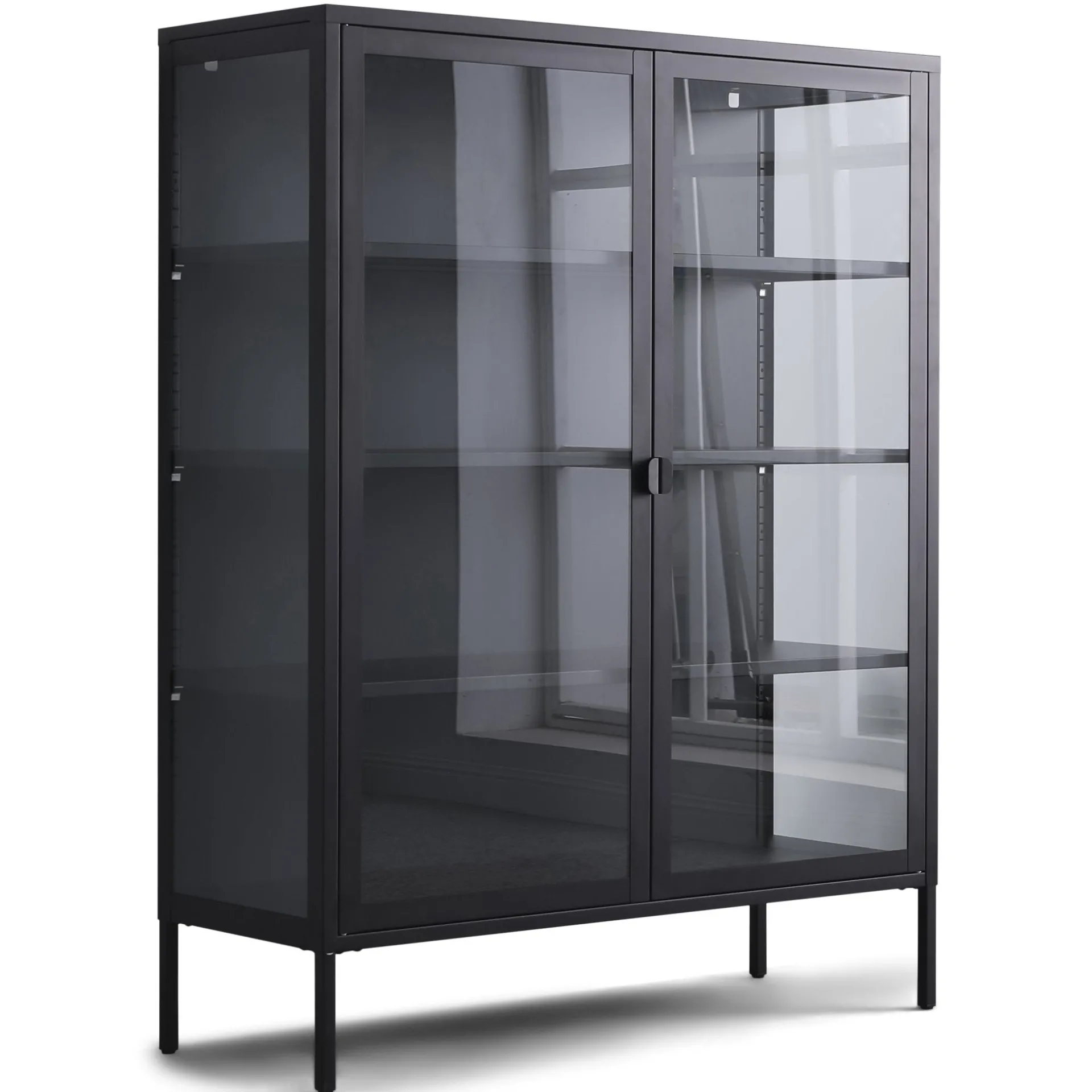 Best Nimara Herman Vitrineskab - Sort metal/glas - 110x40x140 cm