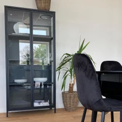 Discount Nimara Herman Vitrineskab - Sort metal/glas - 80x40x180 cm