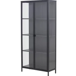 Discount Nimara Herman Vitrineskab - Sort metal/glas - 80x40x180 cm