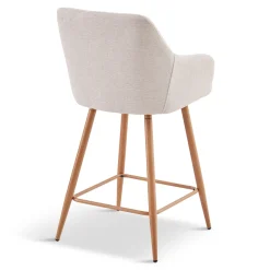 Outlet Nimara Jenna barstol - beige tekstil med armlæn 65 cm