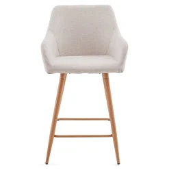 Outlet Nimara Jenna barstol - beige tekstil med armlæn 65 cm