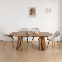 Outlet Nimara Jenna spisebordstol - beige tekstil med egelook