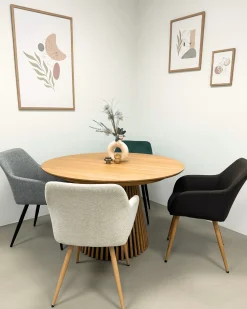 Online Nimara Jenna spisebordstol - brun tekstil med egelook