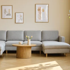 New Nimara Jennifer højrevendt u-sofa i lys grå med chaiselong - L: 300 x D: 208 x H: 82 cm