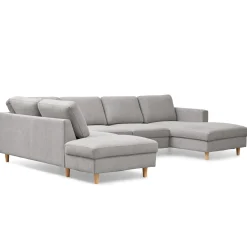 New Nimara Jennifer højrevendt u-sofa i lys grå med chaiselong - L: 300 x D: 208 x H: 82 cm